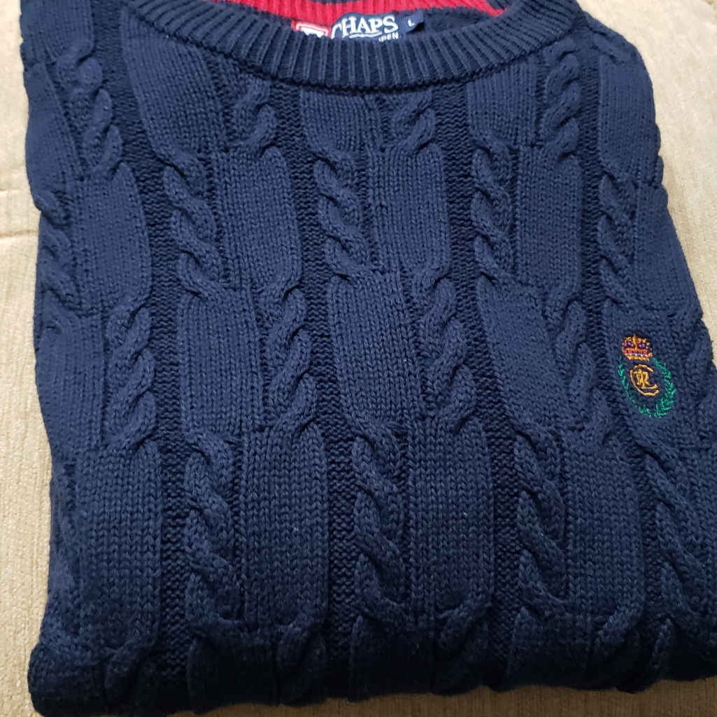 Chaps Ralph Lauren Sweater Navy Blue Sz-L
